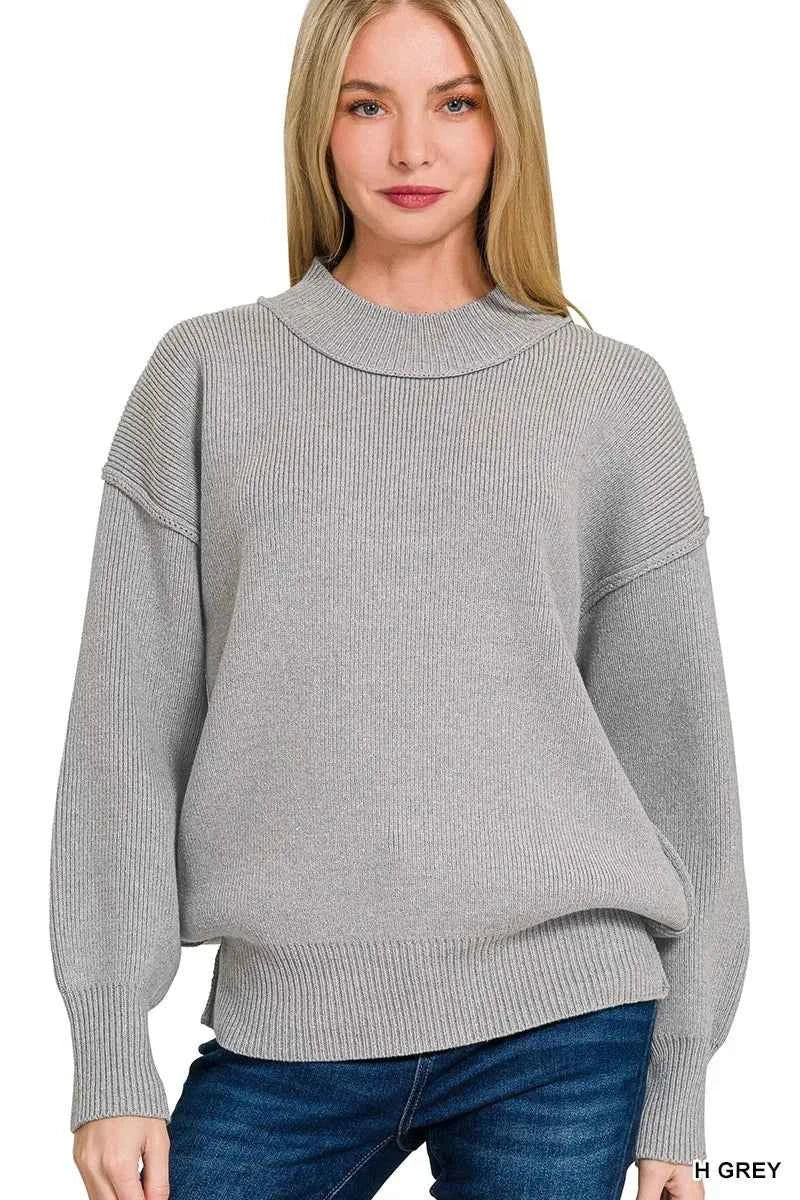 Zenana Wide Neckband Drop Shoulder Sweater H GREY 7b9399f9967141e5b01a7591f978032e-Max-Origin