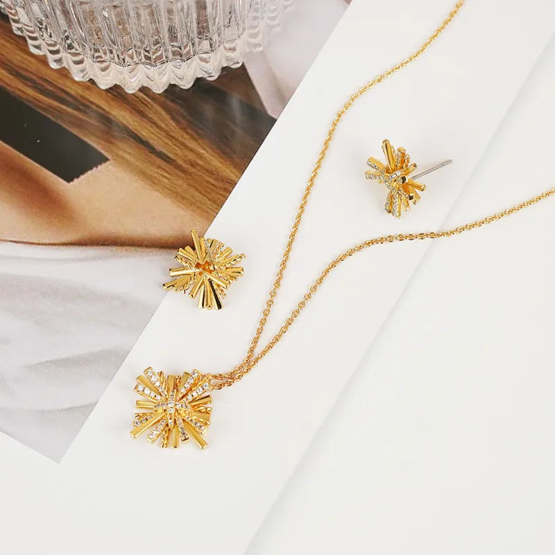 Starburst Gold-Plated Earrings and Necklace Set 7b943946-8dcb-4ff6-9c40-fe6195e96d23-Max