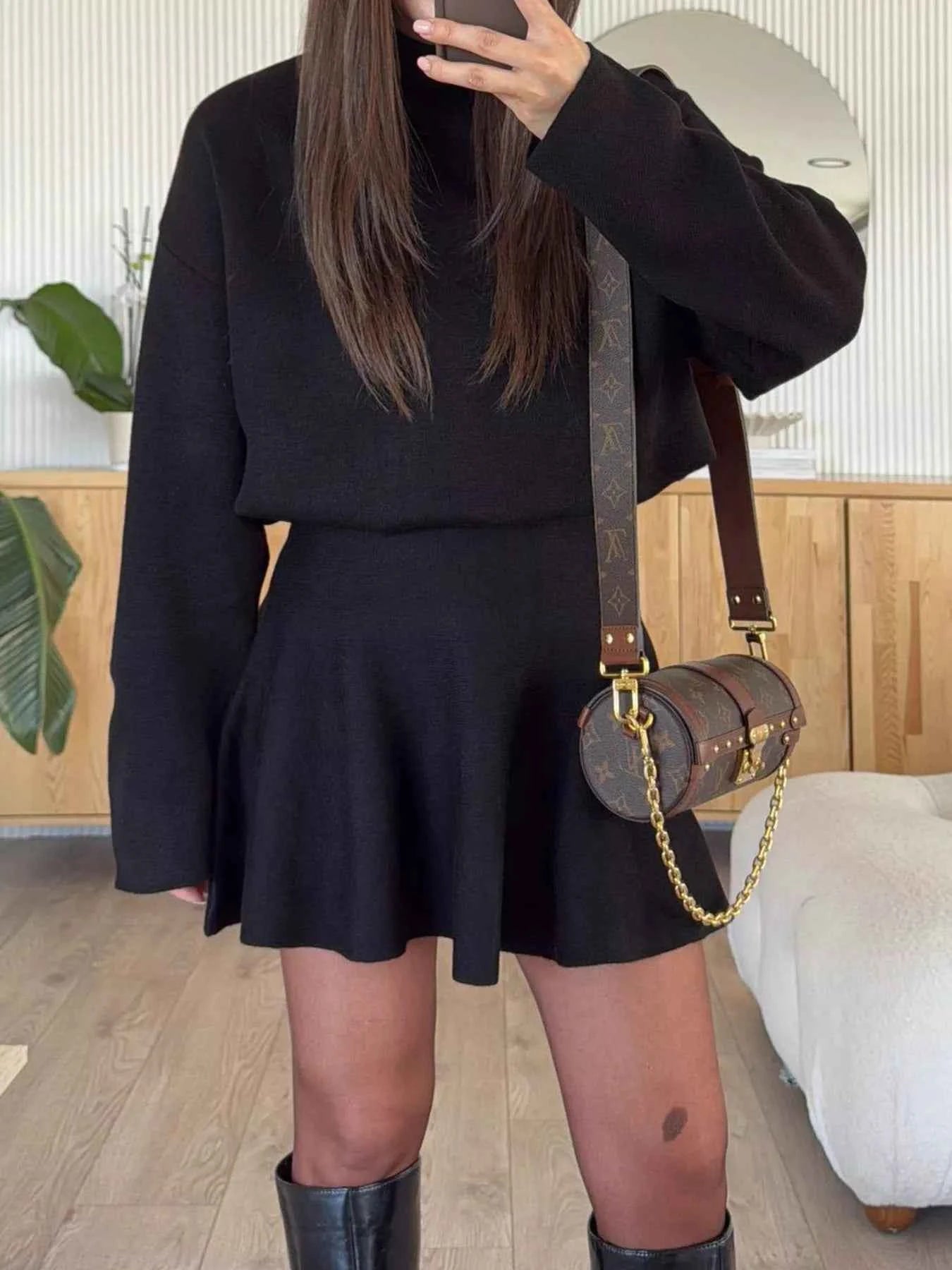 Round Neck Long Sleeve Mini Sweater Dress 7b9b5761bdf74cad81737109bd963a9d-Max-Origin