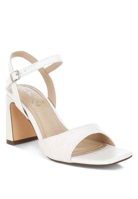 Elana Textured Faux Leather Heels White 7b9d5852-6e09-4a38-a87d-1021e0118e4c