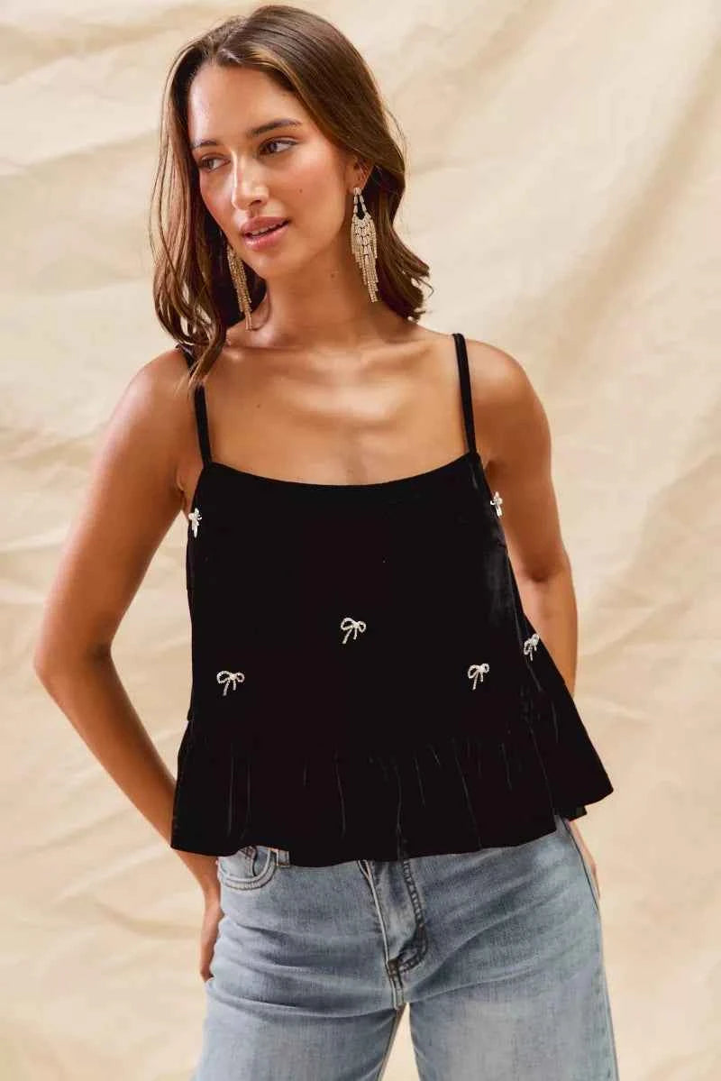 SO ME Holiday Velvet Ribbon Rhinestone Christmas Top 7ba7c01213ac461e9109adb1862a42fb-Max-Origin