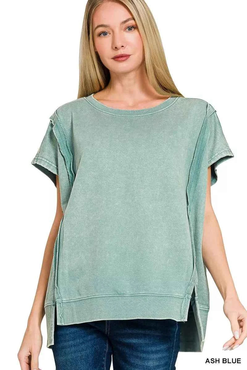 Zenana French Terry Acid Washed Hi-low Top ASH BLUE 7bafb04da1494c3080c5e348568b8d79-Max-Origin