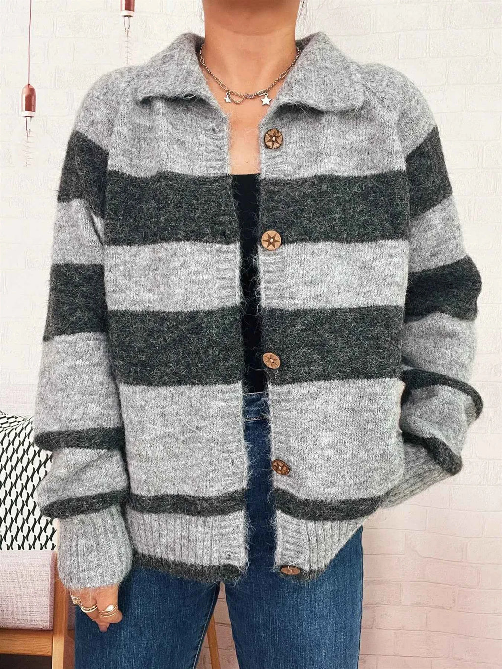 Striped Button-Up Cozy Cardigan 7bb2282f438b47deb6356cb7ee66f147-Max-Origin