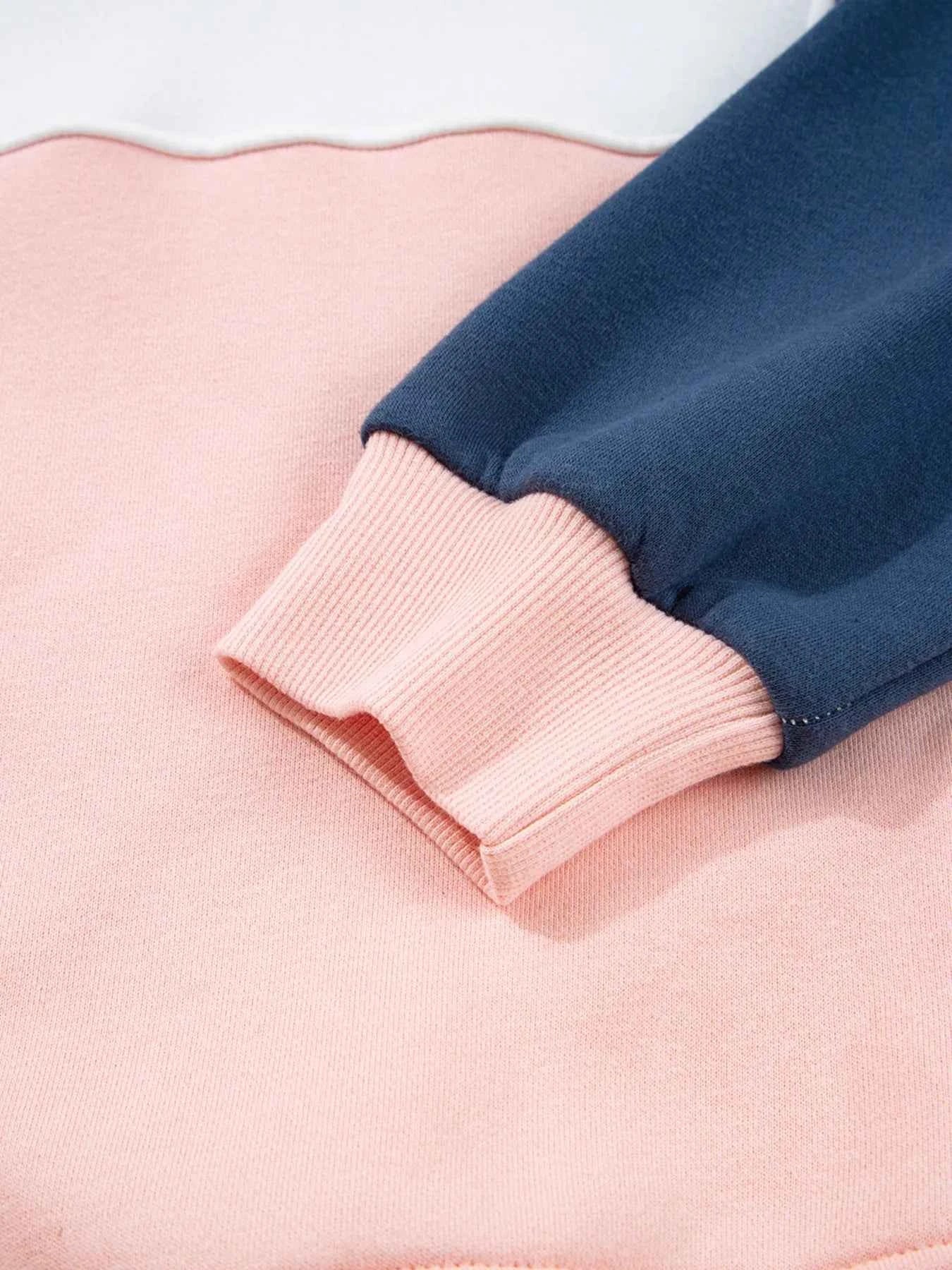 Colorblock Patchwork Half Button Baggy Sweatshirt 7bb4a1bae5bd435b9a6d768f0032a686-Max-Origin