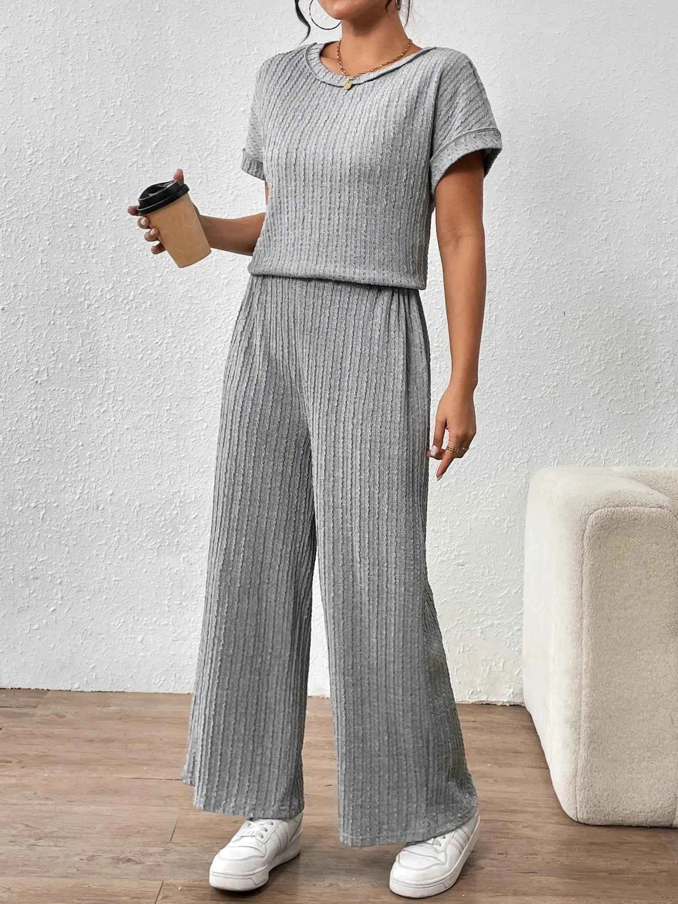 Round Neck Short Sleeve Top and Pants Set 7bb83b3408e646fa9f7de49e28e9fc2f-Max-Origin