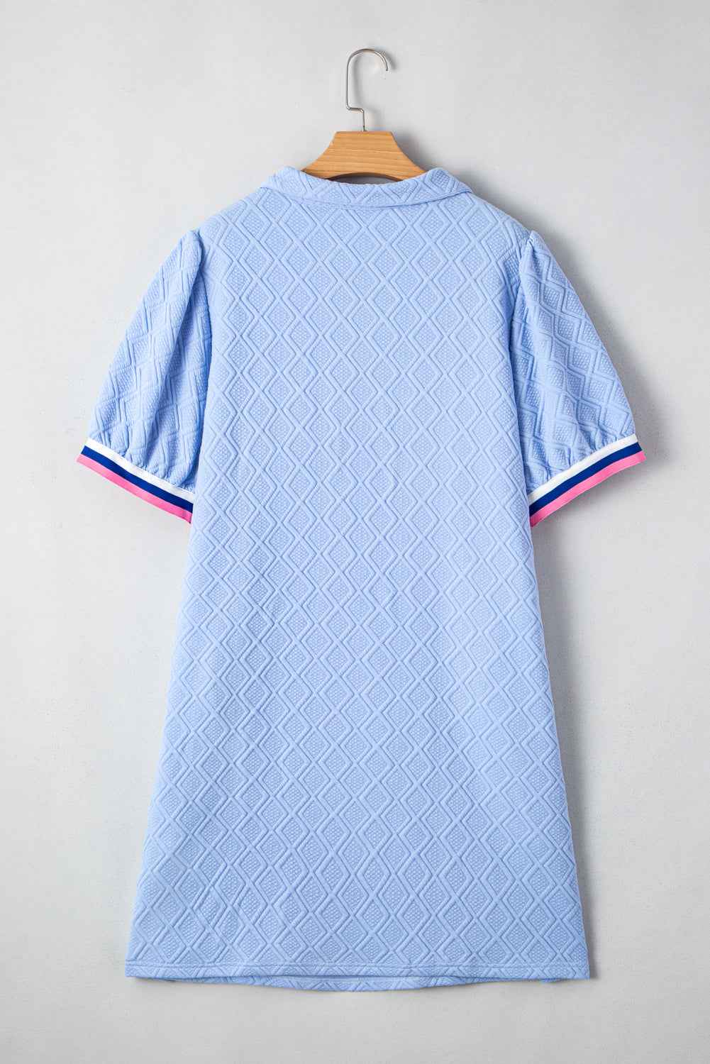Beau Blue Striped Pop of Color Collared Checkered Textured Plus Size Dress 7bc804075826a6c7