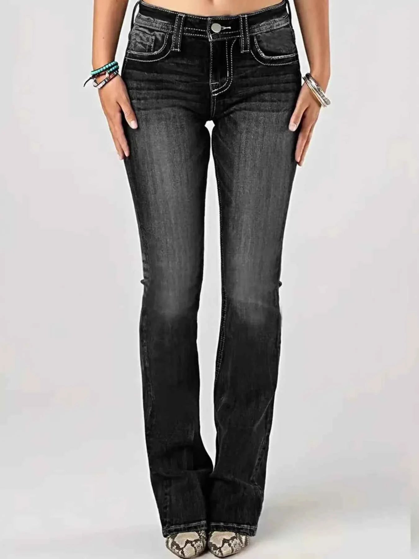 Embroidered Washed Bootcut Jeans Black 7bd4b2f51acd424990825bec547ed20a-Max-Origin