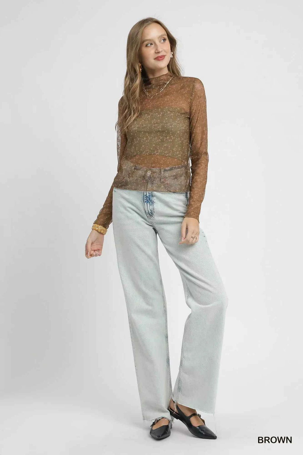 Umgee Nylon Lace Mesh Long Sleeve Top 7bd57008-bce5-4e49-a1a3-b68e08419908-Max-Origin