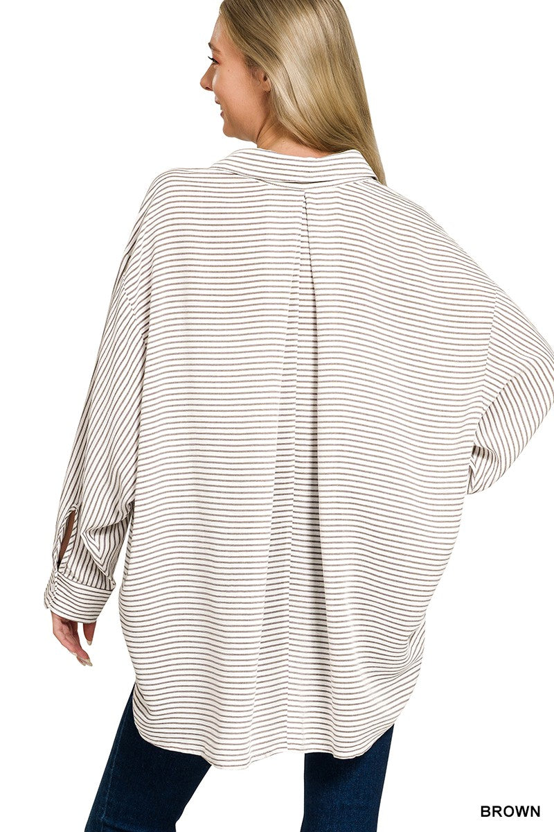 Woven Stripe Button Down Shirt 7bdccf16e54f4841990296f37ec8e136-Max