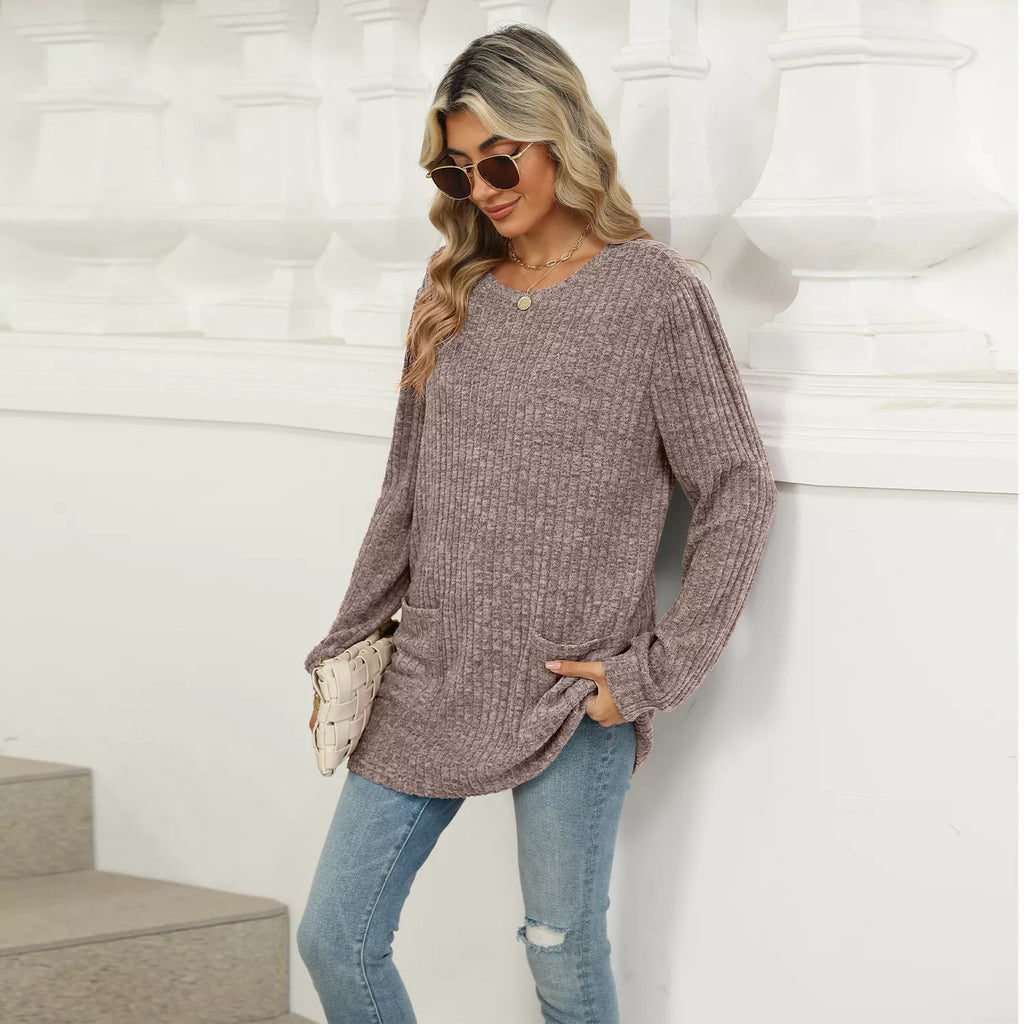 Ribbed Knit Long Sleeve T-Shirt 7be37713-b314-4a70-bf72-4791b414efc8-Max-Origin
