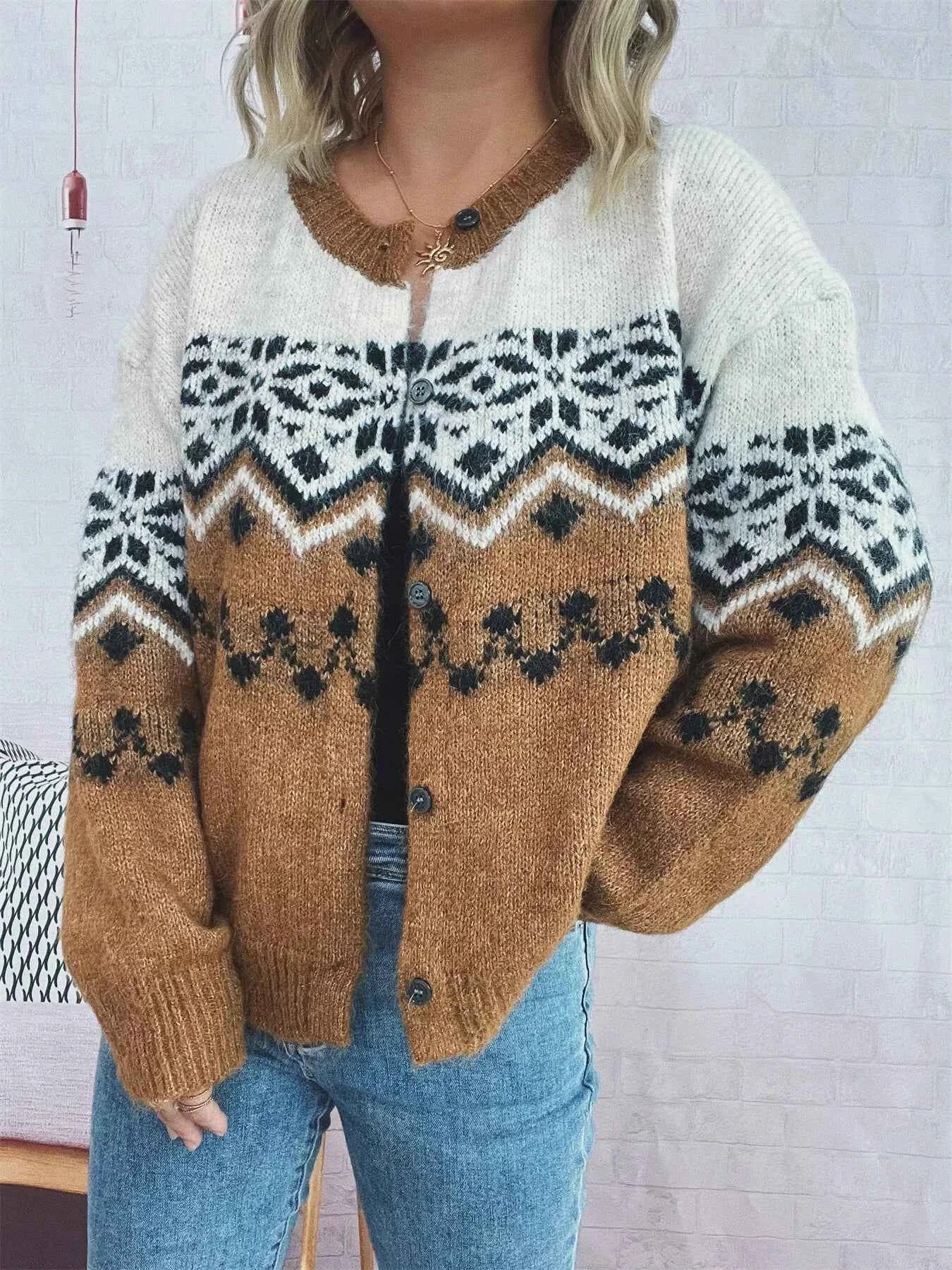 Christmas Button Up Drop Shoulder Cardigan 7bf6283795a54f42a8b1ed4aba383c5f-Max-Origin