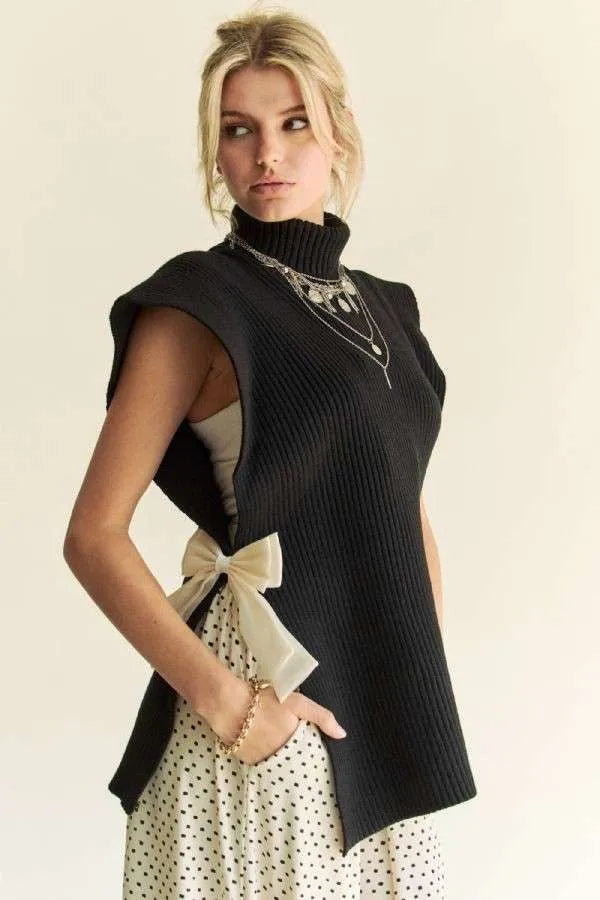 Davi & Dani Side Split Turtleneck Sleeveless Knit Top 7bfa7841-f31d-4d93-83ae-6ed7102989ba-Max