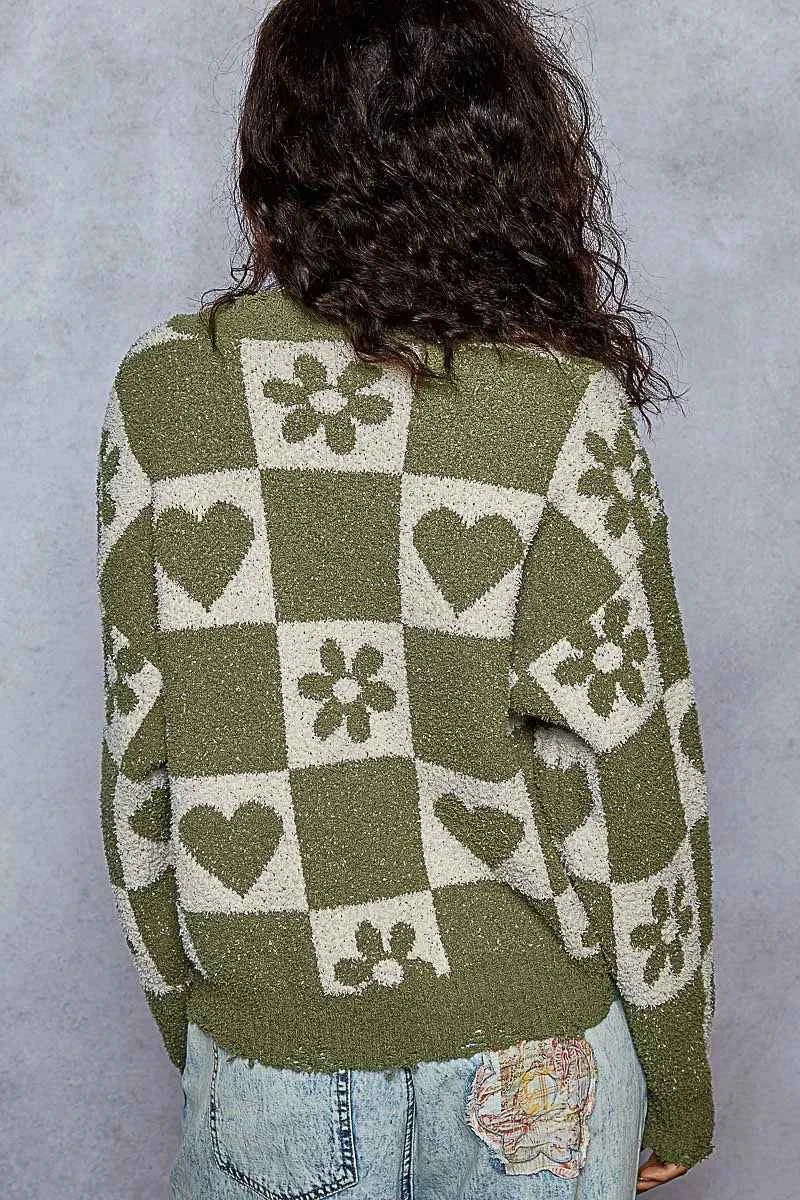 POL V-Neck Heart Pattern Checkered Sweater 7c0c6a54-5c19-4339-876b-78cc700ac362-Max-Origin