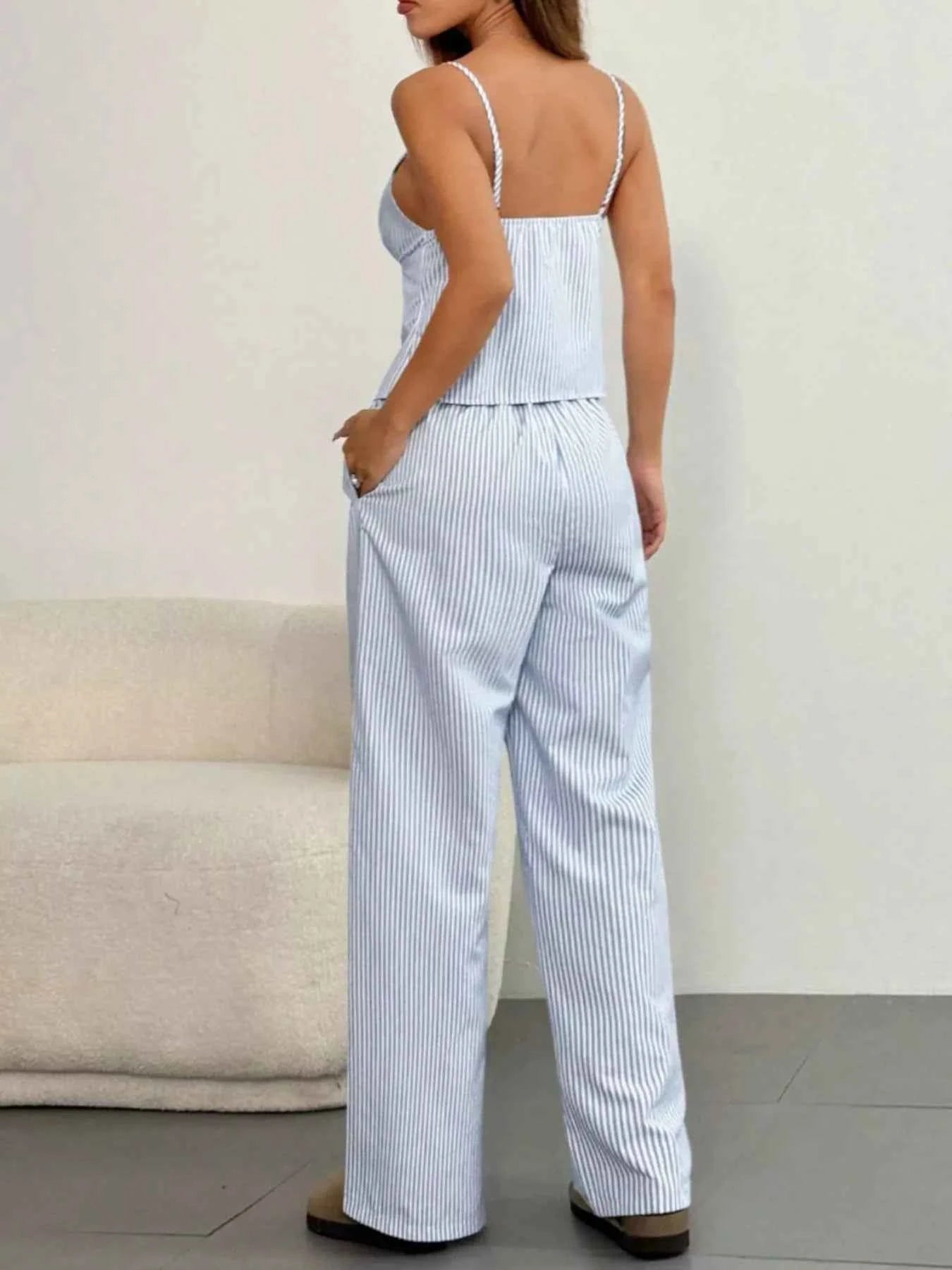 Striped Tie Front Cami and Pants Set 7c17dfa7-13ef-4da6-94ed-891b4dcbba63-Max-Origin