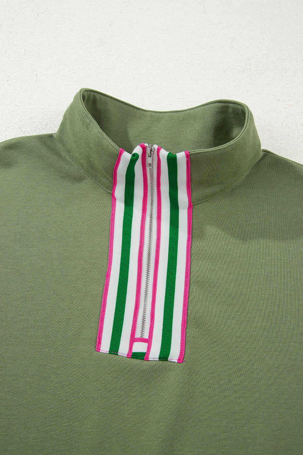 Sachet Pink Pop of Color Collared Patchwork Pullover Sweatshirt 7c21edbda45ae39a