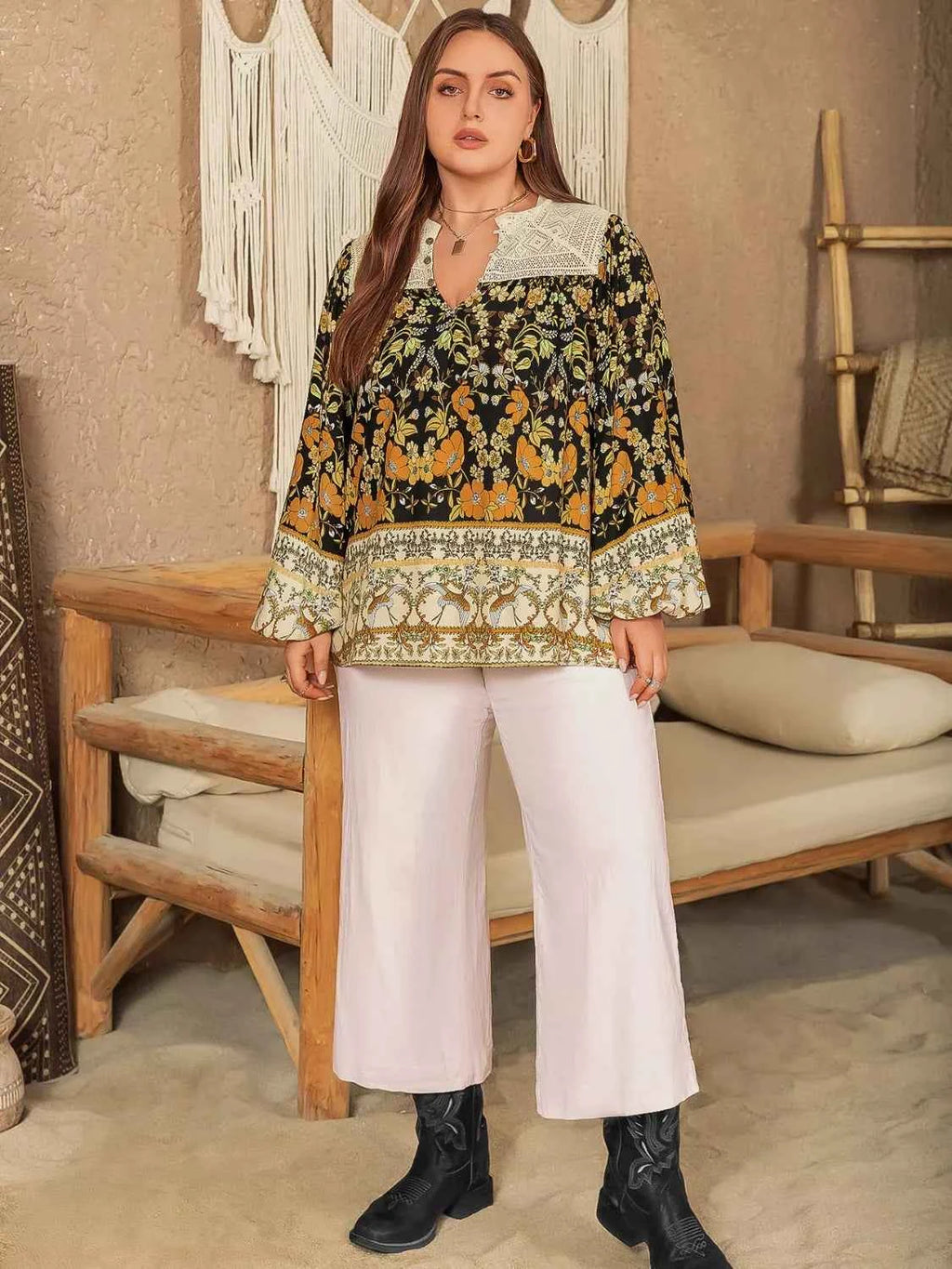 Plus Size Floral Print Notched Blouse 7c22b150-130d-4bed-984e-94a7df817ceb-Max-Origin