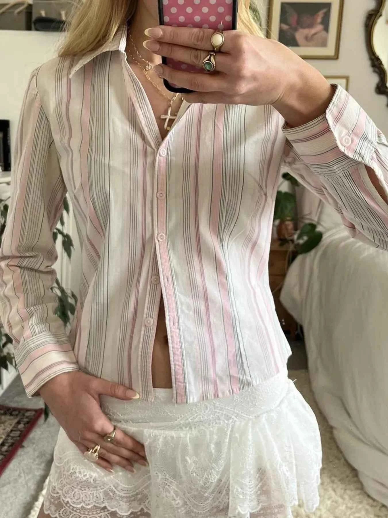 Printed Button-Down Long Sleeve Shirt