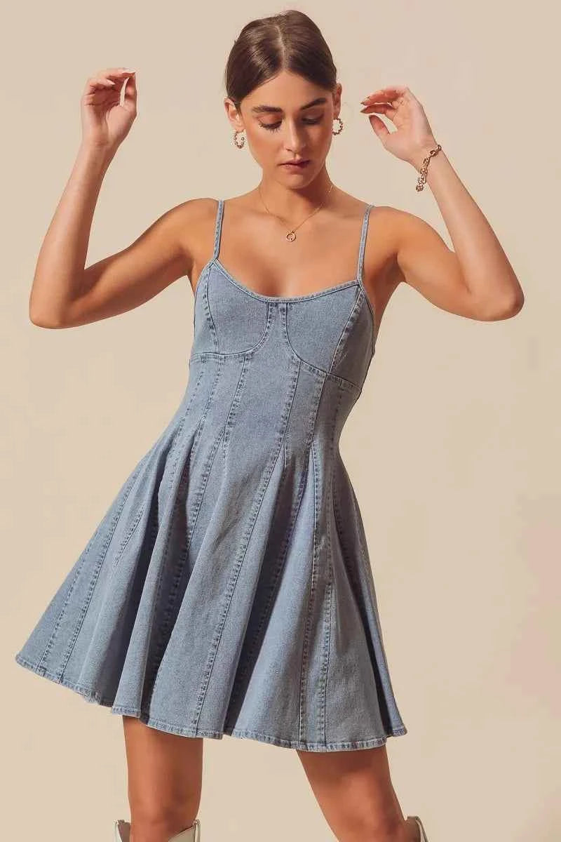 A Line Fit and Flare Denim Mini Dress 7c242d451ed7475c94b0346e712689b6-Max-Origin