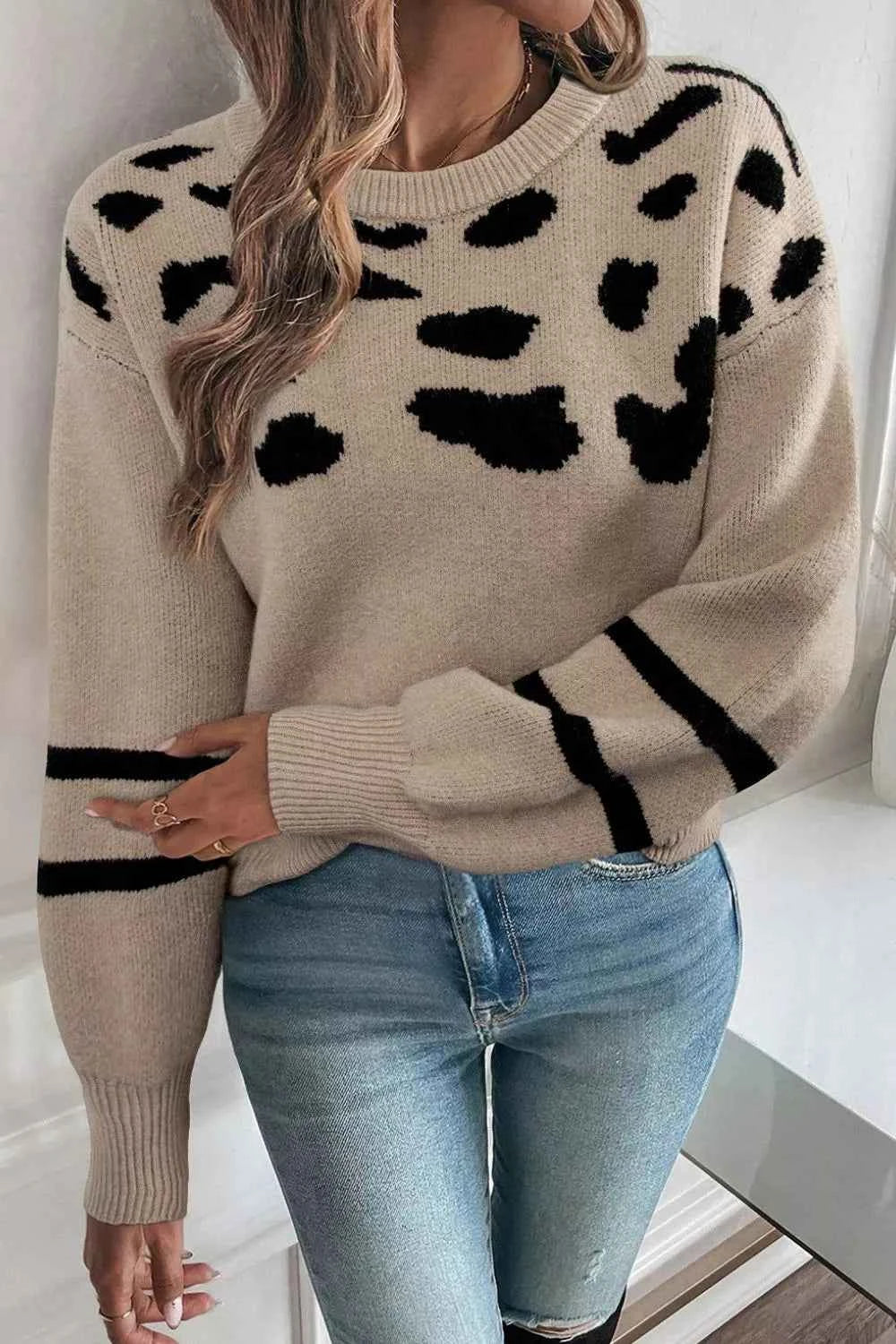 Leopard Round Neck Dropped Shoulder Sweater Mocha 7c244436-8287-4dfa-a99c-dff15ac0223c-Max-Origin