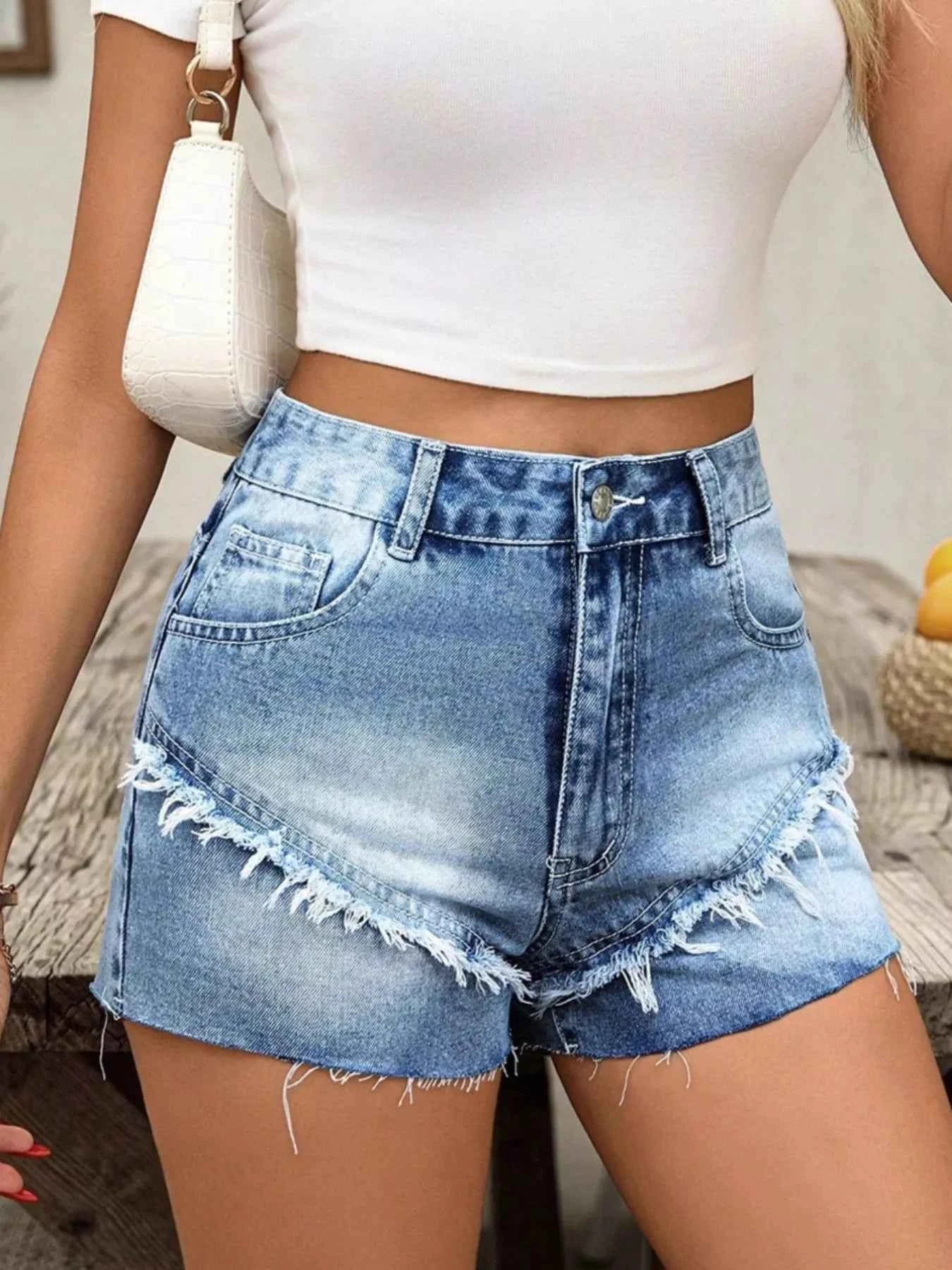 Raw Hem Denim Shorts