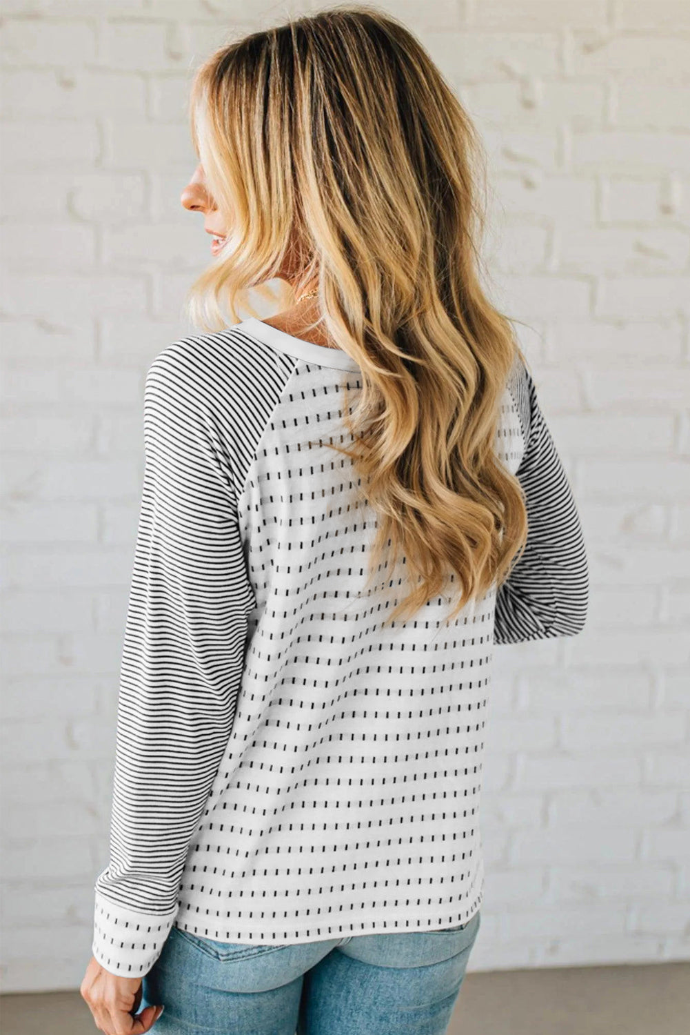 Rose Stripe Raglan Patchwork Long Sleeve Tee 7c2bec10154440e4