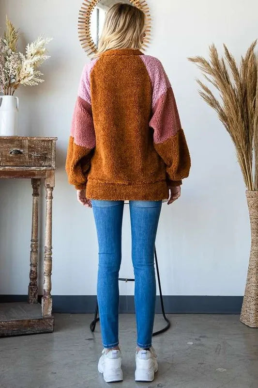 Culture Code Color Block Faux Fur Raglan Sleeve Sweatshirt 7c2cdb4a-84cf-4617-9e26-d09ad74107d8-Max