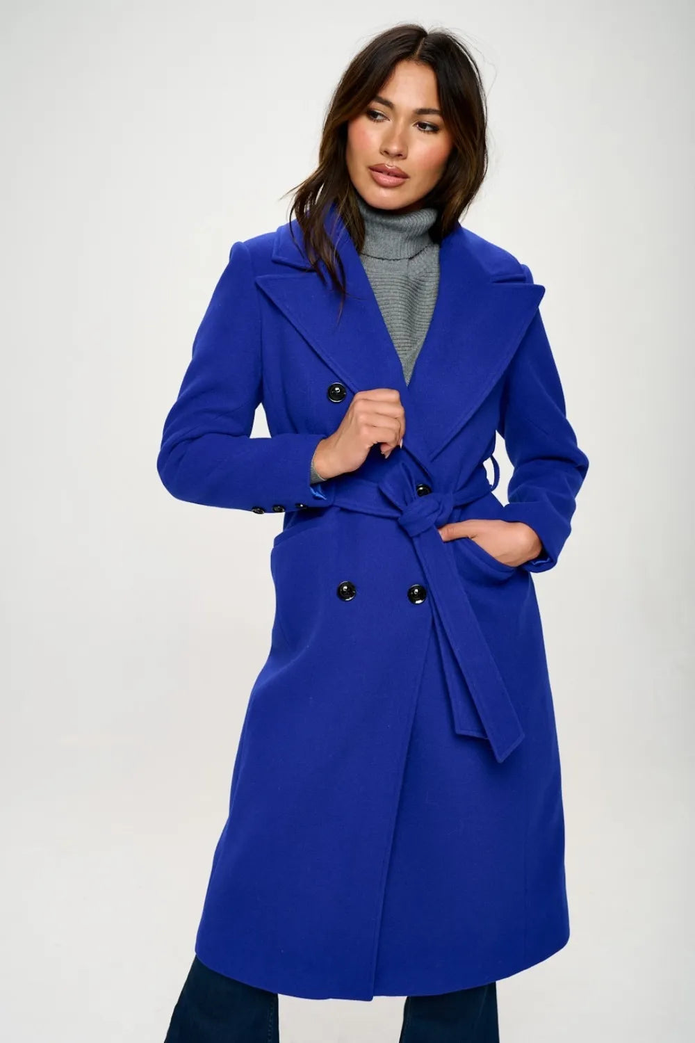 Coalition LA Double-Breasted Longline Coat with Belt 7c2e315e-3d1f-4218-9142-5a65529b8e97-Max