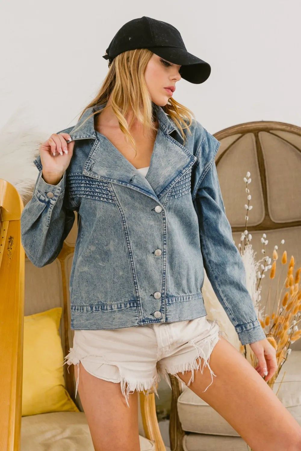 BiBi Button Up Long Sleeve Denim Jacket 7c3435bd-cdbb-4d4f-87c2-f70f583c5e7f-Max