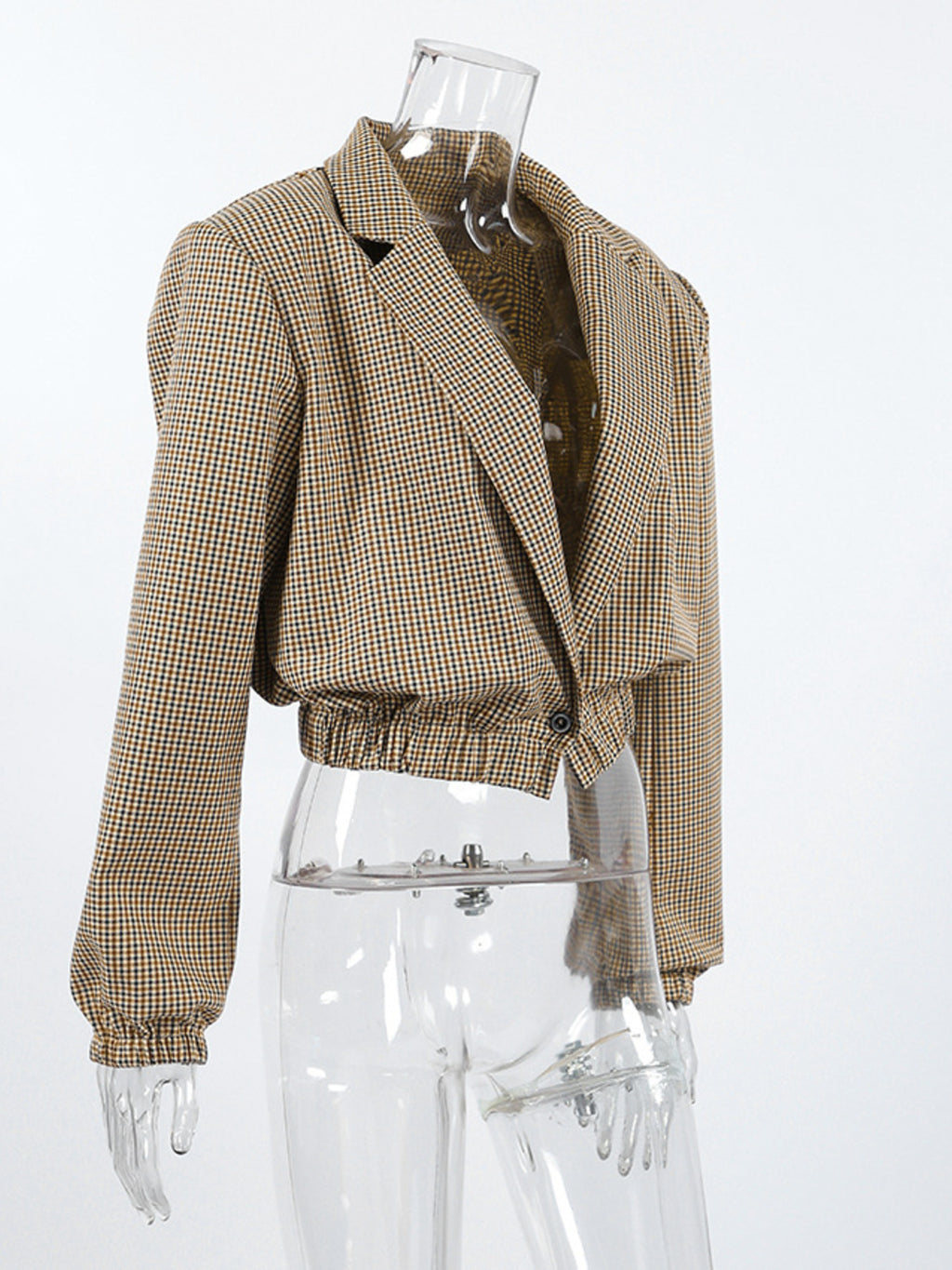 Lapel Collar Long Sleeve Cropped Blazer 7c429858ecc04a1f9678f53358c8d70d-Max