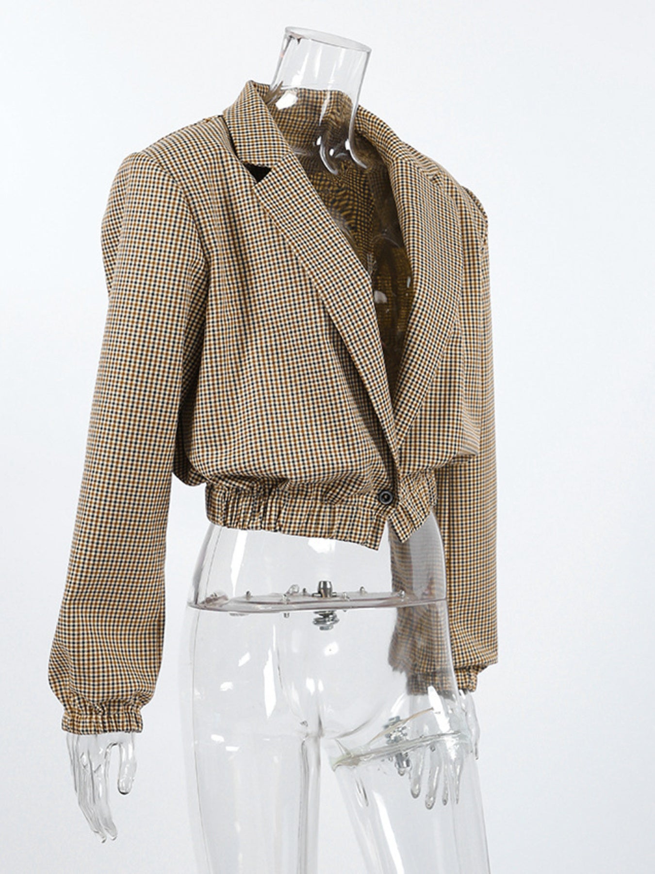 Lapel Collar Long Sleeve Cropped Blazer 7c429858ecc04a1f9678f53358c8d70d-Max