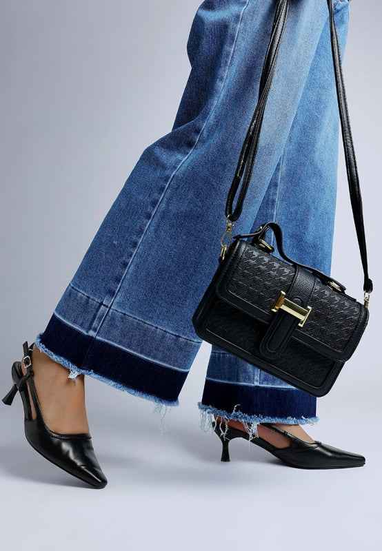 Luxton Slingback Pin Buckle Kitten Heels Black 7c42e362-b7a4-416b-bccf-ef2f3c1e34ed