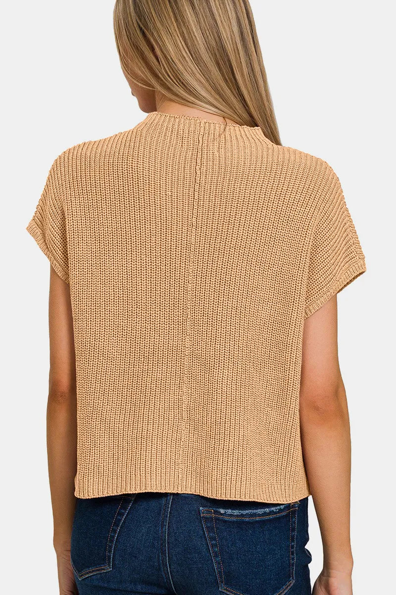 Zenana Mock Neck Short Sleeve Cropped Sweater 7c469558-fb6b-4ffe-8214-83fbc0320e59-Max