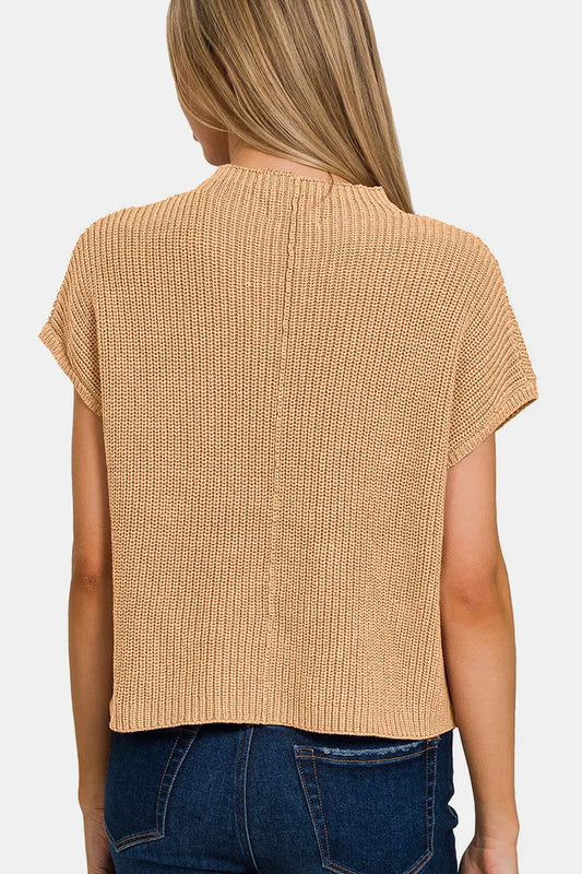 Zenana Mock Neck Short Sleeve Cropped Sweater 7c469558-fb6b-4ffe-8214-83fbc0320e59-Max