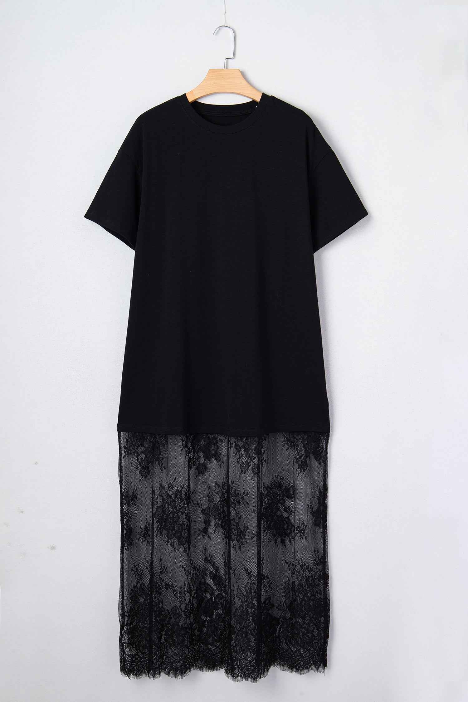 Red Sandalwood Floral Patchwork Short Sleeve T Shirt Loose Maxi Dress 7c4a59214c5fa280