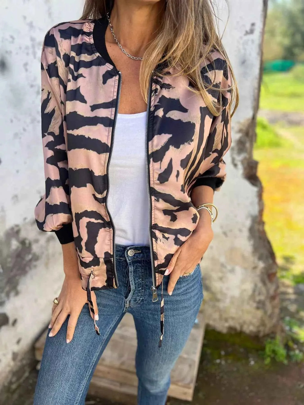 Full Size Animal Print Lightweight Zip Up Jacket Plus Size 7c51999a-e724-43fb-9184-56b0e3ff3da7-Max-Origin