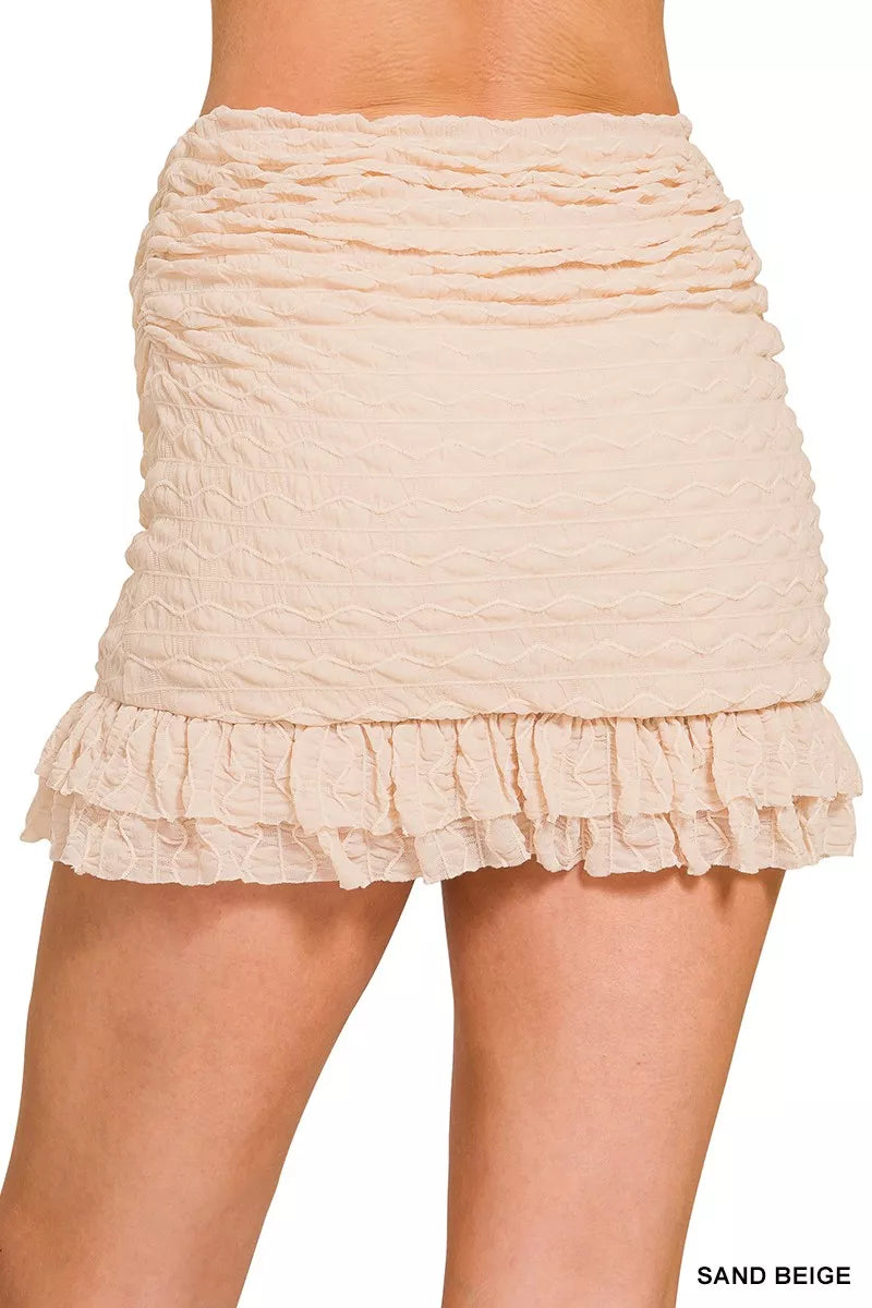 Zenana Ruched Mini Skirt with Built in Shorts 7c62d2dc95764f28b3e4bda7cf73604e-Max-Origin