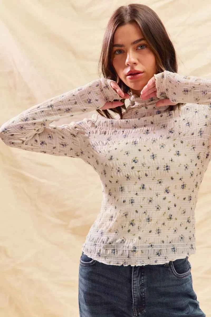 Floral Print Textured Long Sleeve Knit Top 7c6649ab350d40cd8544ce9db75f1c14-Max-Origin