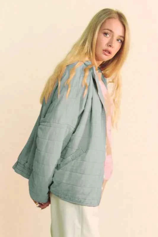 Davi & Dani Quilted Zip Up Dropped Shoulder Jacket 7c7d0586-8e13-426f-88b2-0ac738996de8-Max