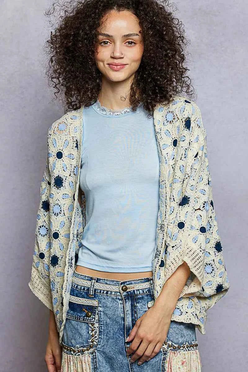 POL Open Front Floral Pattern Crochet Cardigan 7c88e02e-309b-4bc1-bd01-ee49722c2d41-Max-Origin
