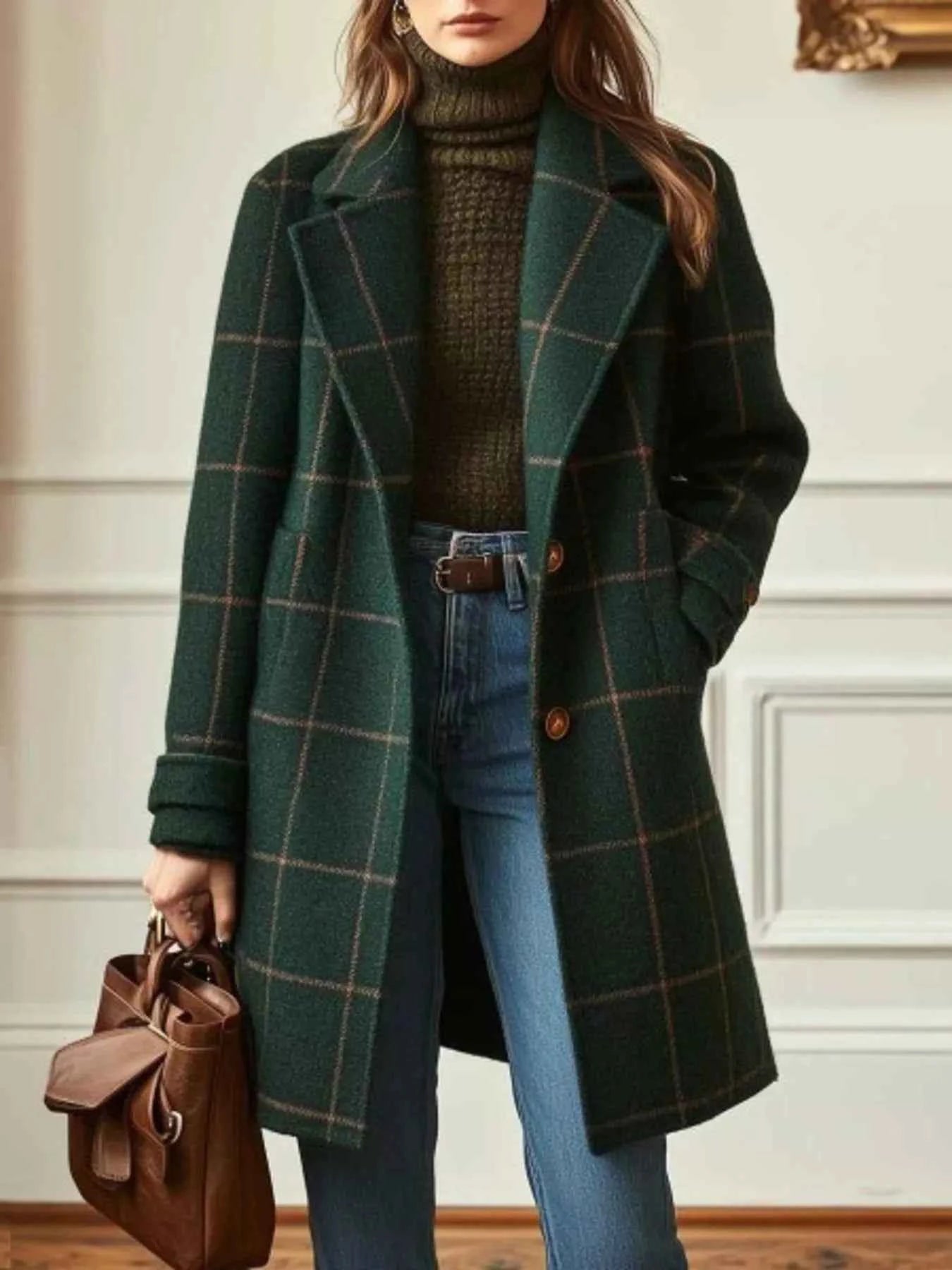 Full Size Plaid Classic Button Up Coat Plus Size 7c8cb9f77daf49769632bdff62e38c97-Max-Origin