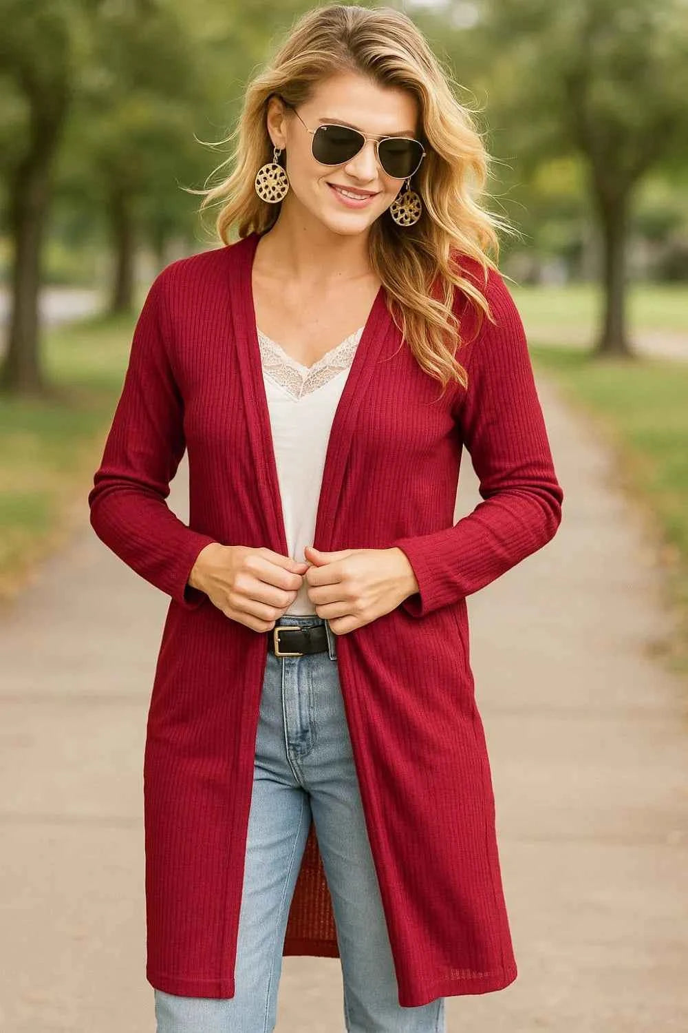 BiBi Pockets Thermal Open Front Cardigan BURGUNDY 7c8f990a-8099-46ce-8eb1-153869aec1ab-Max-Origin