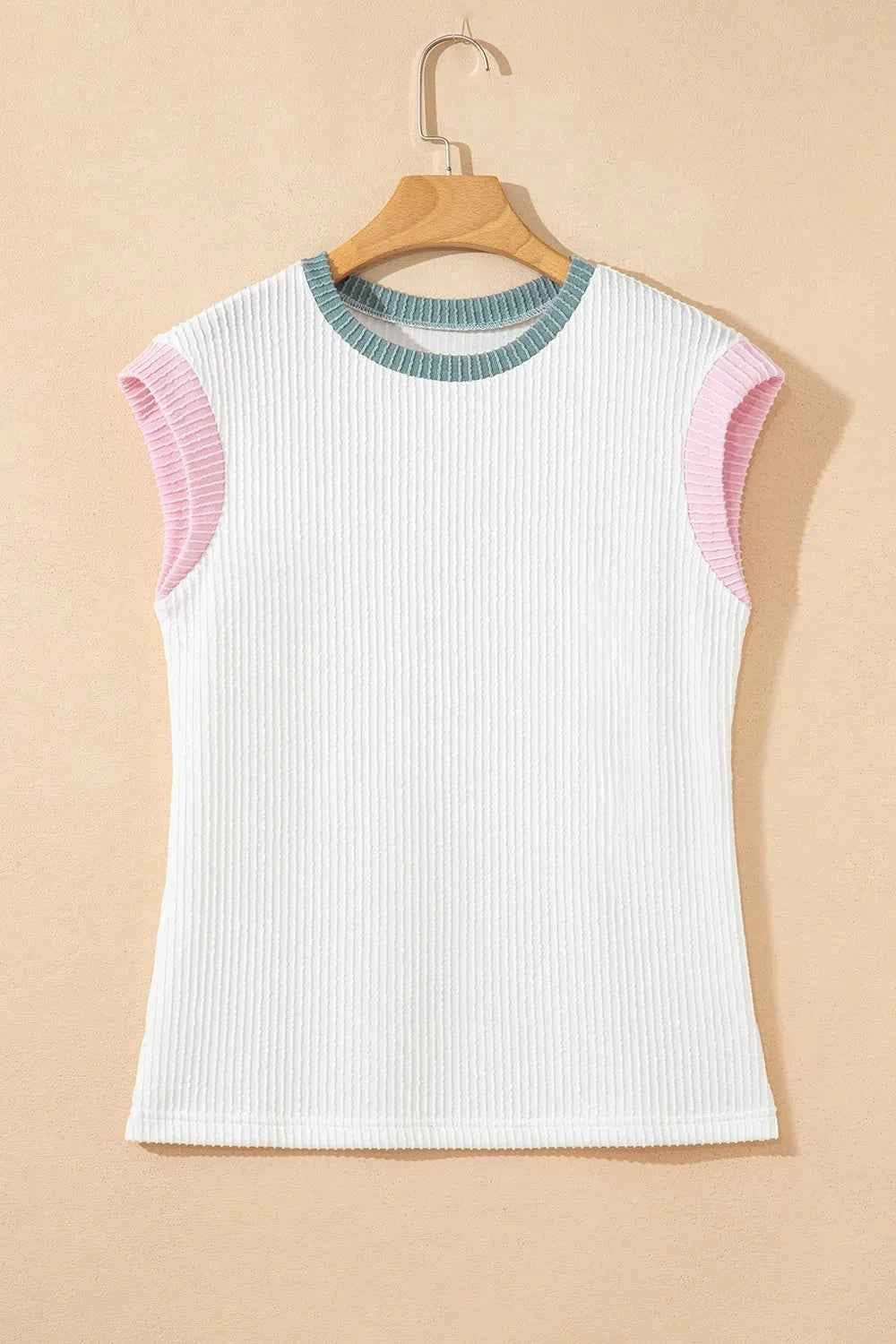 Contrast Trim Ribbed Knit Sleeveless Top 7c956b7b-0b1c-47af-aa3d-ac819d12cef5-Max-Origin