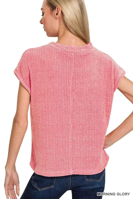 Chenille Waffle Short Sleeve Sweater 7c9ad0f9d53b4ae8b532766ba5aeb9bd-Max-Origin