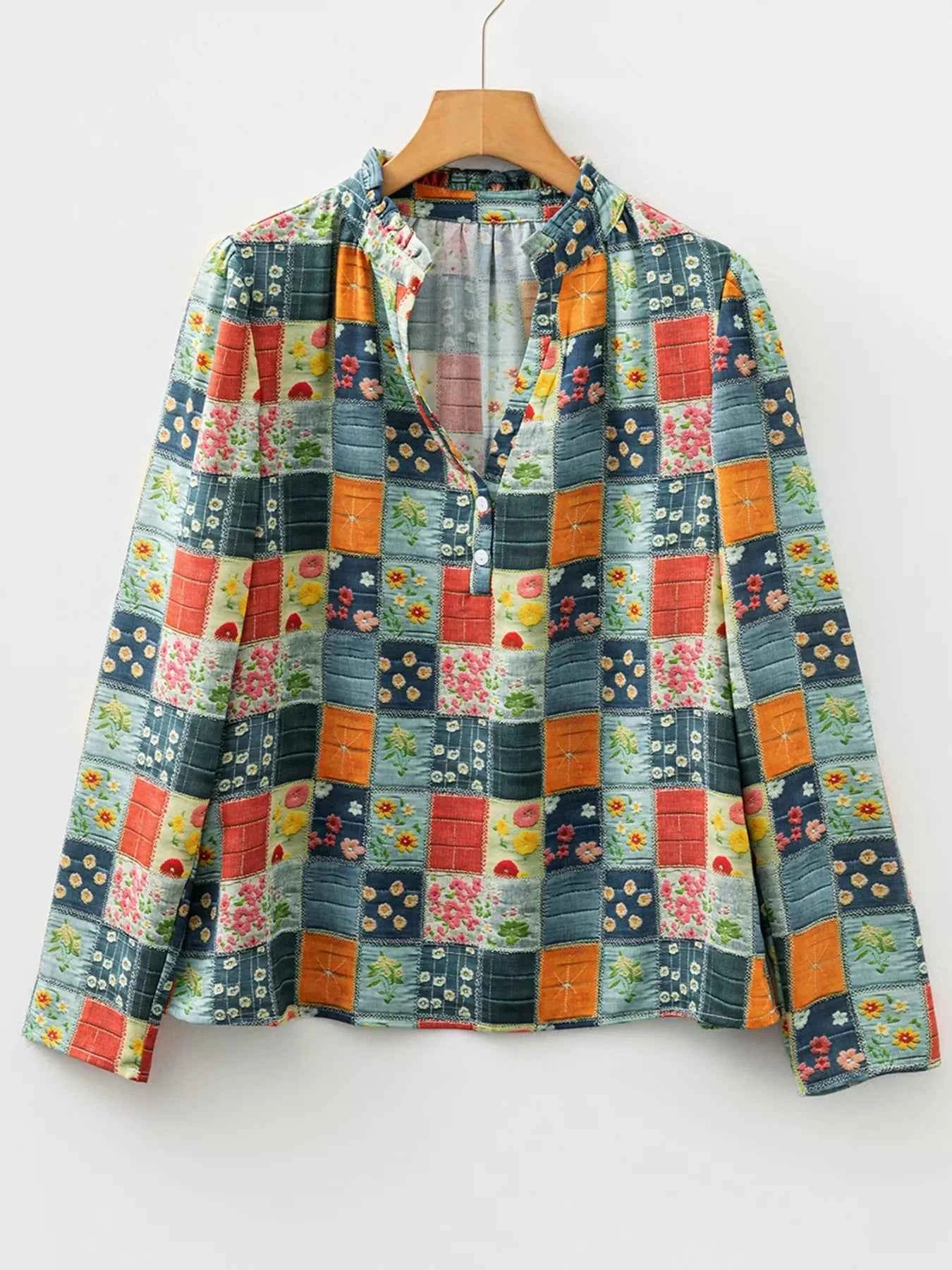 Floral Half Placket Notched Blouse 7ca316ac8aa847d3a0b2d971ac5afc37-Max-Origin
