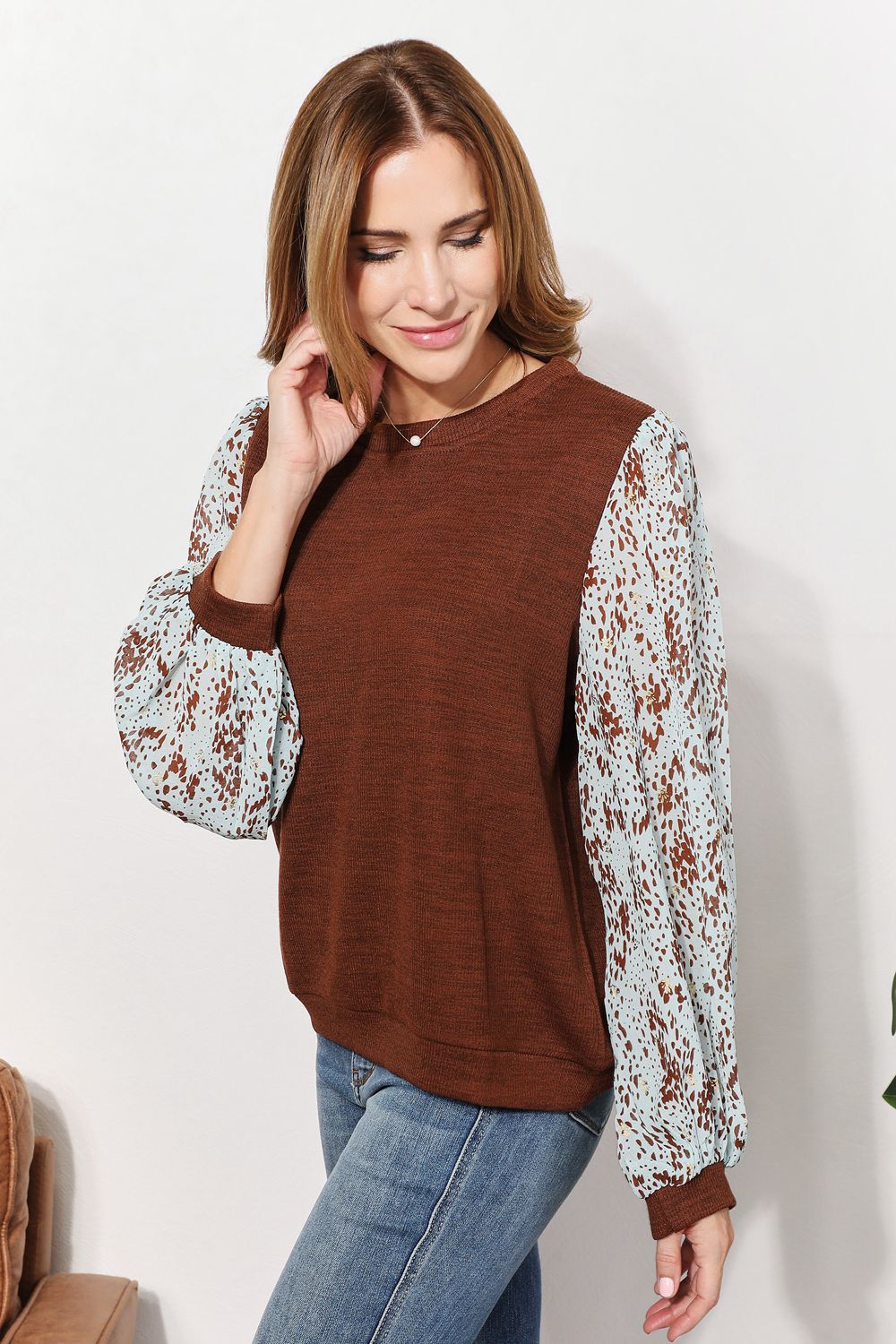 And The Why Full Size Foil Printed Sleeve Top 7cb28fea367d452fab1ec8faa1b15441-Max