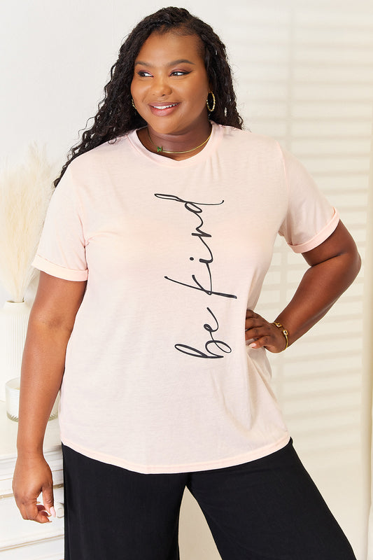 Simply Love BE KIND Graphic Round Neck T-Shirt Watermelon pink 7cb3dcbe9c7b4b4e856789881503bfb4-Max