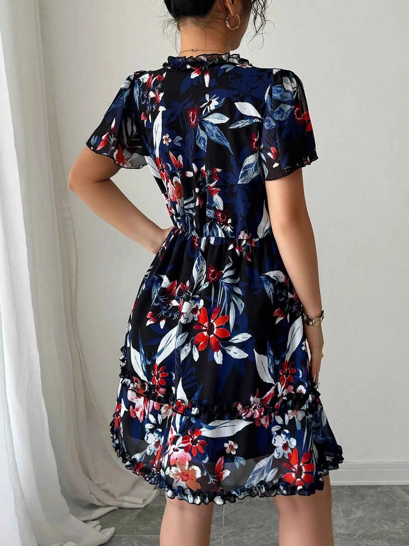 Floral Wrap Dress with Flutter Sleeves 7cb72a68-b700-40ca-9a14-dda6f159dcd1-Max-Origin