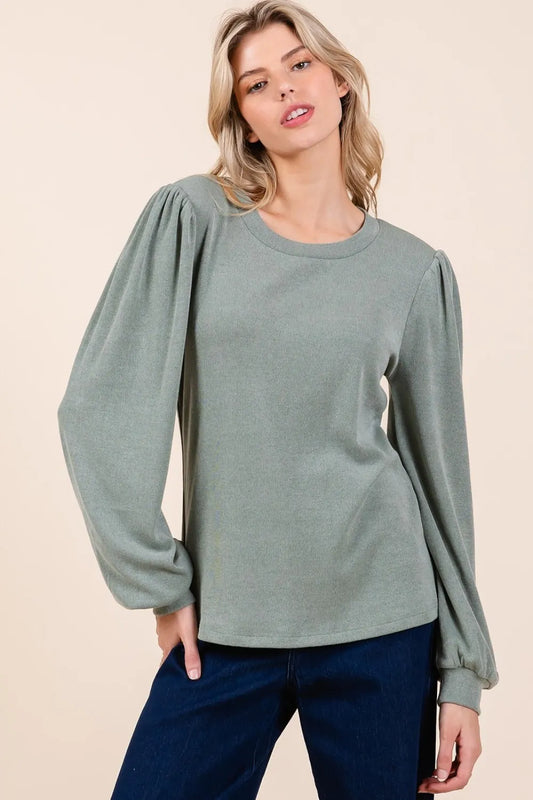 Round Neck Long Sleeve Rib Knit Top 7cbbbcc8-f657-4b1c-9caa-d4e752aa31a2-Max
