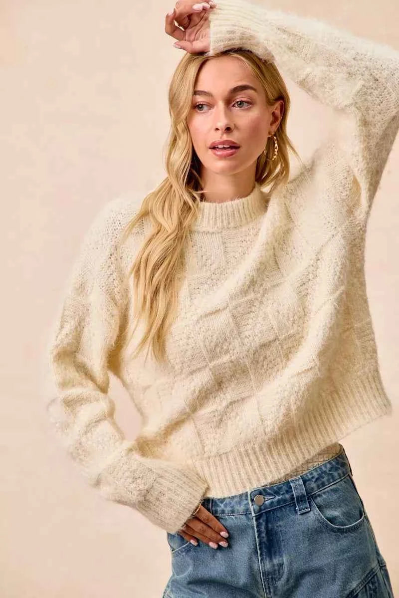 BiBi Checker Board Drop Shoulder Sweater 7cbd83b3f5e04baea0de5752d8d273d0-Max-Origin