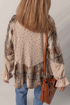 Ashleigh Blue Floral Plaid Patchwork Waffle Distressed Jacket 7cc1864647171449